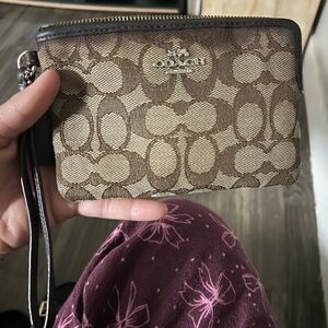 Coach Signature Brown Wristlet